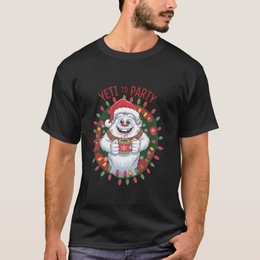 クリスマスイエティビフットサスカッチフェスティバルパーティーホール Tシャツ (正面)