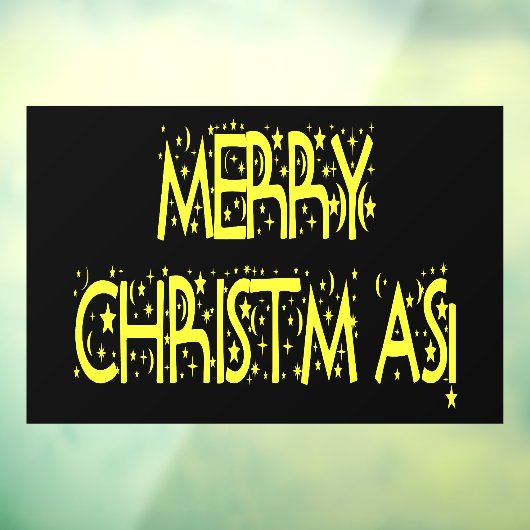 クリスマスイエロースターズナイトBLKホームストアビニル ウィンドウサイン (シート3)