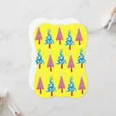 クリスマスイエローツリーズフラットグリーティングカード カード (正面/裏面インサイチュ)