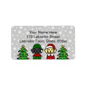 クリスマスイエローラブラドールとブラックラブラドールの双子 ラベル (正面)