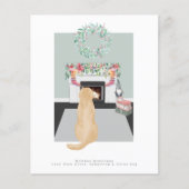 クリスマスイエローラブラドールドッグ暖炉シーン (正面)