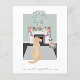 クリスマスイエローラブラドールドッグ暖炉シーン