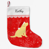 クリスマスイエローラブラドール子犬ストッキング スモールクリスマスストッキング (正面)