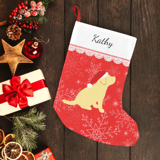 クリスマスイエローラブラドール子犬ストッキング スモールクリスマスストッキング