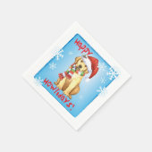 クリスマスイエロー・ラブラドール・レトリーバー スタンダードカクテルナプキン (角)
