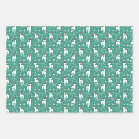 クリスマスイギイタリアングレイハウンドカスタムカラー ラッピングペーパーシート (正面2)