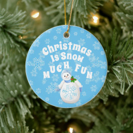 クリスマスイズスノーマッグおもしろい雪だるま セラミックオーナメント