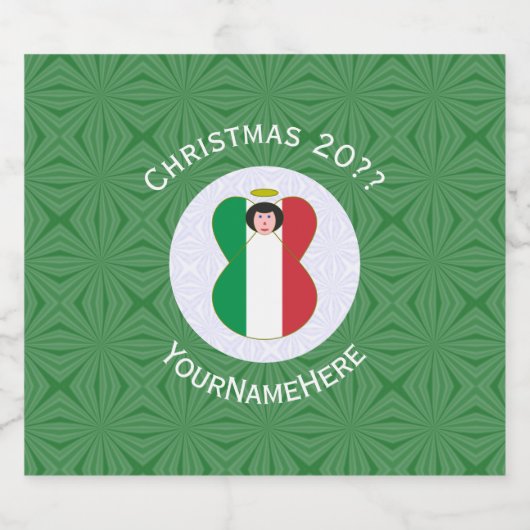 クリスマスイタリアンエンジェルのパーソナライズ スパークリングワインラベル (シングルラベル)