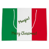クリスマスイタリアンマンガ国旗の赤と緑 ラージペーパーバッグ (正面)