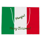 クリスマスイタリアンマンガ国旗の赤と緑 ラージペーパーバッグ (裏面)