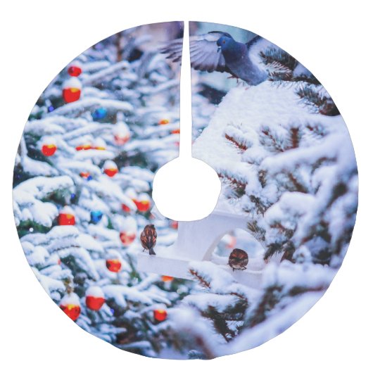 クリスマスイッ魅力的ド ブラッシュドポリエステルツリースカート (正面)