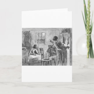 クリスマスイブで目がさえている子供 シーズンカード