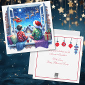 クリスマスイブにサンタを眺める子供たち シーズンカード