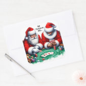 クリスマスイブにトランプのポーカーゲームを楽しむサンタクロース スクエアシール (封筒)