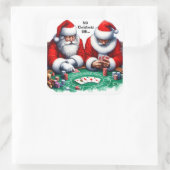 クリスマスイブにトランプのポーカーゲームを楽しむサンタクロース スクエアシール (バッグ)