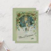 クリスマスイブに教会へヴィンテージ カード (正面/裏面インサイチュ)