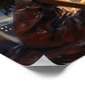 クリスマスイブに街を見る黒人女性 ポスター (角)