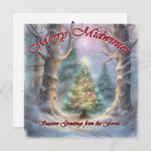 クリスマスイブのお祝い、森からの季節のご挨拶 シーズンカード (正面/裏面)
