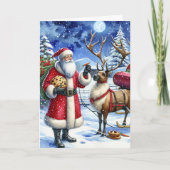 クリスマスイブのサンタとトナカイ シーズンカード (正面)