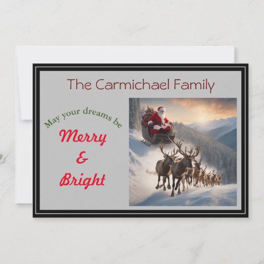 クリスマスイブのサンタとトナカイ シーズンカード (正面)