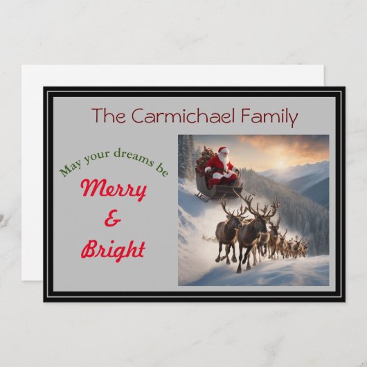 クリスマスイブのサンタとトナカイ シーズンカード (正面/裏面)