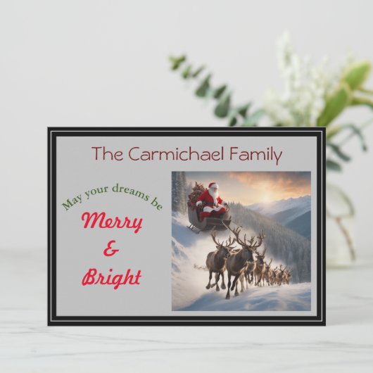 クリスマスイブのサンタとトナカイ シーズンカード (スタンド正面)