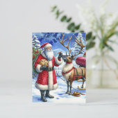 クリスマスイブのサンタとトナカイ シーズンポストカード (スタンド正面)