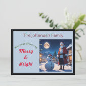 クリスマスイブのサンタと雪だるま シーズンカード (スタンド正面)