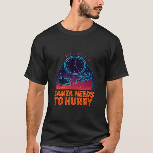 クリスマスイブのサンタは急がなきゃ Xmas Tシャツ (正面)
