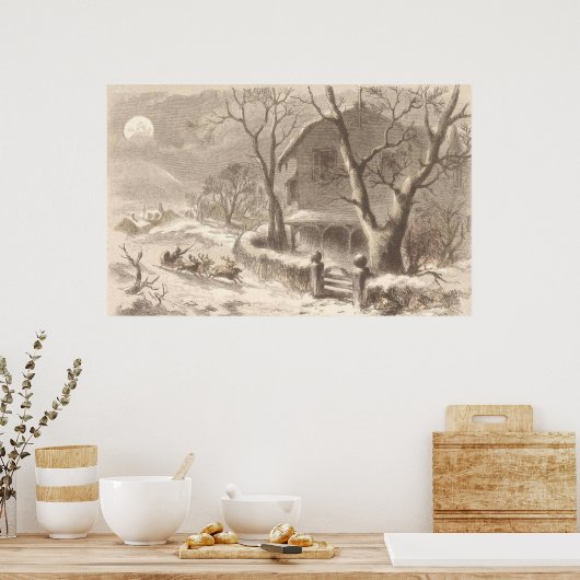 クリスマスイブのサンタクロース ポスター (キッチン)