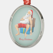 クリスマスイブのサンタクロース メタルオーナメント (左)