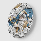 クリスマスイブのサンタクロース ラージ壁時計 (傾斜)