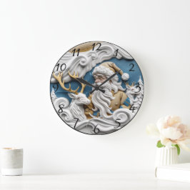 クリスマスイブのサンタクロース ラージ壁時計