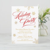 クリスマスイブのディナー・パーティのエレガントな赤及び金ゴールド 招待状 (スタンド正面)