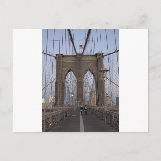 クリスマスイブのブルックリン橋NYCの日の出 シーズンポストカード (正面)