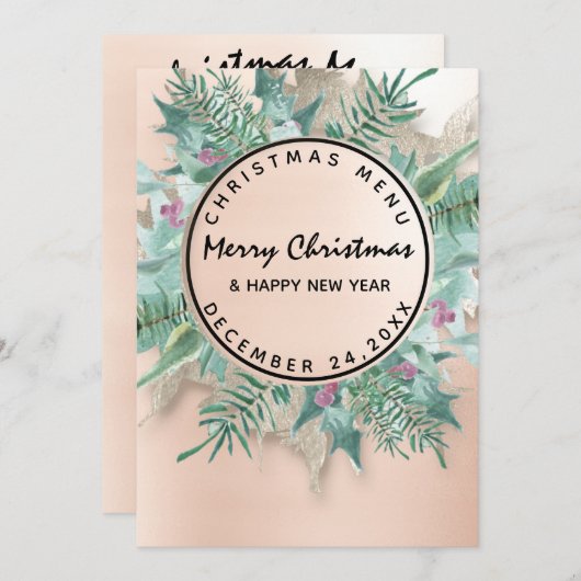 クリスマスイブのホリデーウィンターメニュー・ブラッシュ・フローラル メニュー (正面/裏面)