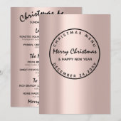 クリスマスイブのホリデーウィンターメニュー ローズ モダン メニュー (正面/裏面)