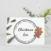 クリスマスイブのホリデーディナー ホワイトとグリーンのジンジャー 招待状 (スタンド正面)