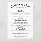 クリスマスイブのホリデー冬メニュー ライトグリーン ホワイト メニュー (裏面)