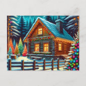 クリスマスイブのログキャビンパーソナライズされた ポストカード (正面)