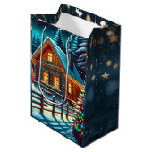 クリスマスイブのログキャビン ミディアムペーパーバッグ (正面アングル)