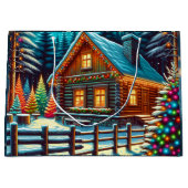 クリスマスイブのログキャビン ラージペーパーバッグ (正面)