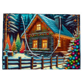 クリスマスイブのログキャビン ラージペーパーバッグ (裏面)