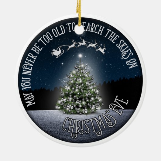 クリスマスイブの両面で空を検索 セラミックオーナメント (裏面)