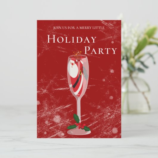 クリスマスイブの乾杯 サンタのシャンパン ホリデー ジョリークリスマス チーズ 招待状 (スタンド正面)