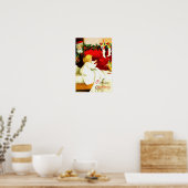 クリスマスイブの女の子とサンタ ポスター (キッチン)