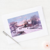 クリスマスイブの朝の教会の礼拝 長方形シール (封筒)