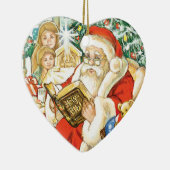 クリスマスイブの聖書を読んでいるサンタクロース セラミックオーナメント (右)