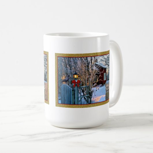 クリスマスイブの訪問者(クーガーおよびカラス) コーヒーマグカップ (正面右)