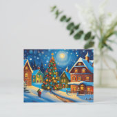 クリスマスイブの雪の村 ポストカード (スタンド正面)